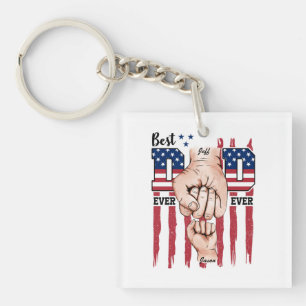 Best Dad Ever – Fist Bump USA Flag - 1 Child Key Ring