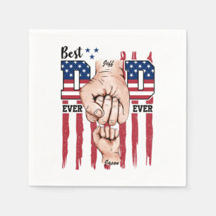 Best Dad Ever – Fist Bump USA Flag - 1 Child Napkin