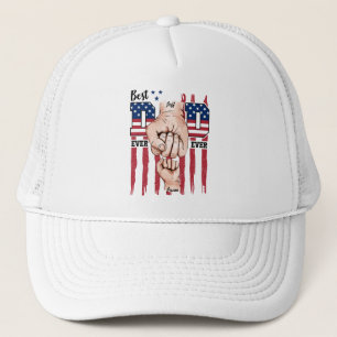 Best Dad Ever – Fist Bump USA Flag - 1 Child Trucker Hat