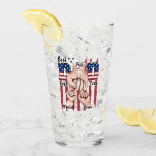 Best Dad Ever – Fist Bump USA Flag - 2 Kids Glass