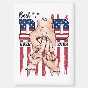 Best Dad Ever – Fist Bump USA Flag - 2 Kids Magnet