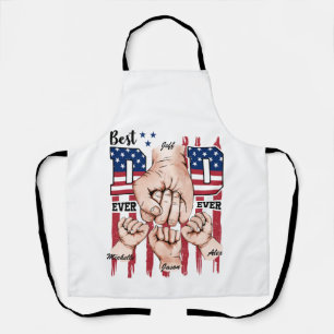 Best Dad Ever – Fist Bump USA Flag - 3 Kids Apron