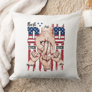 Best Dad Ever – Fist Bump USA Flag - 3 Kids Cushion