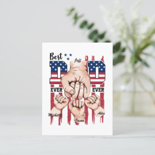 Best Dad Ever – Fist Bump USA Flag - 3 Kids Postcard