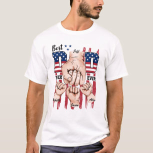 Best Dad Ever – Fist Bump USA Flag - 3 Kids T-Shirt