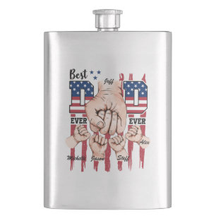 Best Dad Ever – Fist Bump USA Flag - 4 Kids Hip Flask