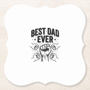 Best Dad Ever Fist Bump Vintage Shirt Design_1 Paper Coaster