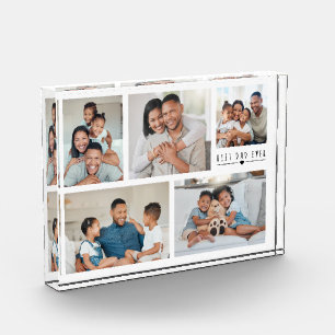 Best Dad Ever Five Family Photo Collage Acrylic Block