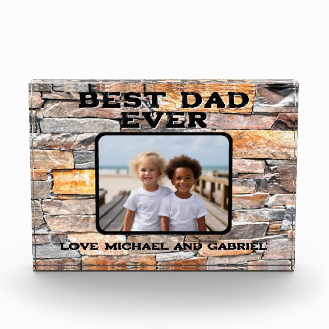 Best Dad Ever Flagstone distressed stone bricks Ph Photo Block (Front)