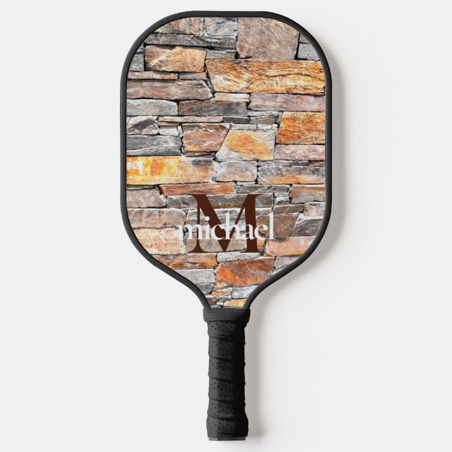 Best Dad Ever Flagstone distressed stone bricks Pickleball Paddle (Front)