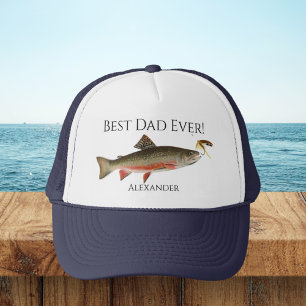 Best Dad Ever! Fly Fish Fishermen Flyfishing Truck Trucker Hat