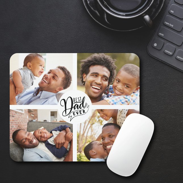 Best Dad Ever Four Photo Mouse Pad (Best Dad Ever Four Photo Mouse Pad)