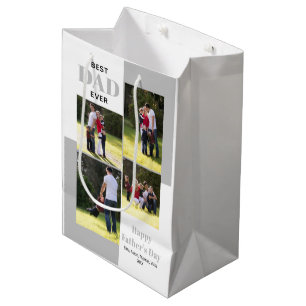 Best Dad Ever four photos grey Father's Day Medium Gift Bag