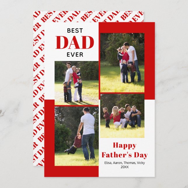 Best Dad Ever four photos red Father's Day (Front/Back)
