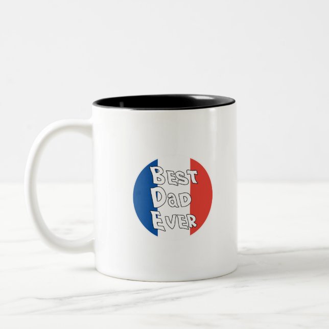 Best Dad Ever France Flag Two-Tone Coffee Mug (Left)