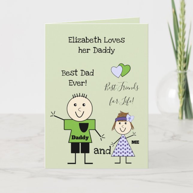 Best Dad ever from little girl birthday greeting Card (Front)