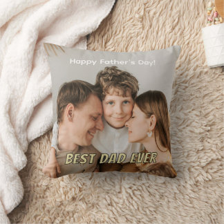 Best Dad Ever Full Photo Card Minimalist Template Cushion