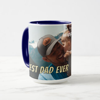 Best Dad Ever Full Photo Card Minimalist Template Mug
