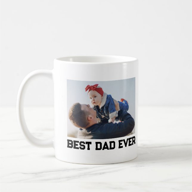 Best Dad Ever Full Photo Personalised Coffee Mug (Left)