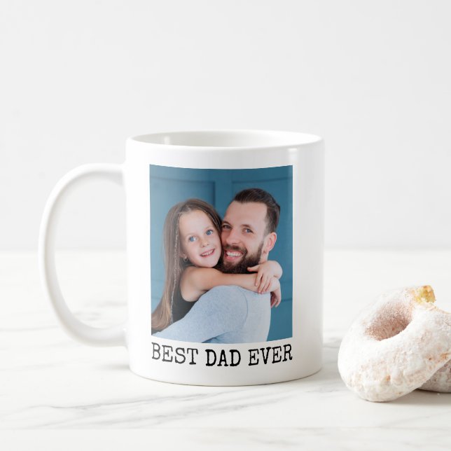 Best Dad Ever Full Photo Personalised Coffee Mug (With Donut)