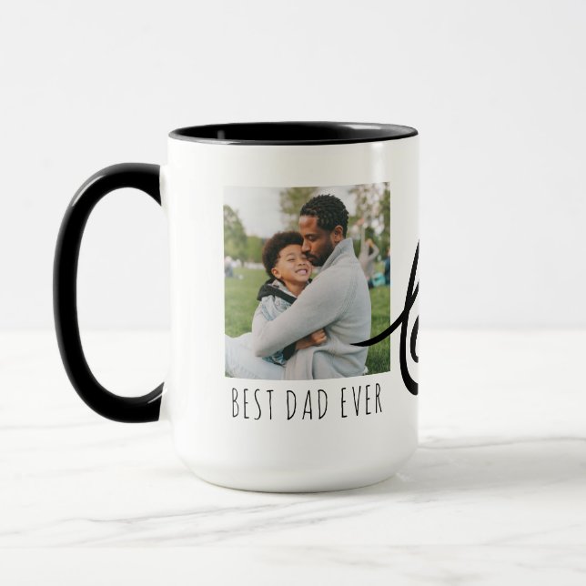 Best Dad Ever Full Photo Personalised Coffee Mug (Left)
