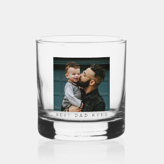 Best Dad Ever Full Photo Personalised Whiskey Glass
