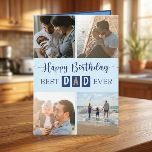Best Dad Ever Fun Typography 4 Photo Card