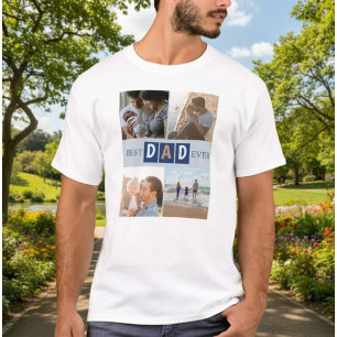 Best Dad Ever Fun Typography 4 Photo Dad T-Shirt
