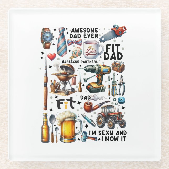 Best Dad Ever Glass Coaster (Front)