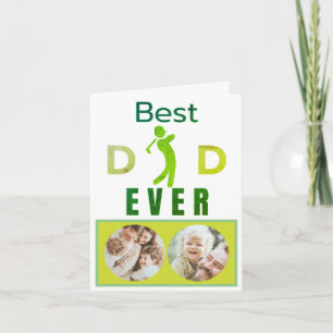 Best Dad Ever Golfer Golf Fathers Day Family Photo Card