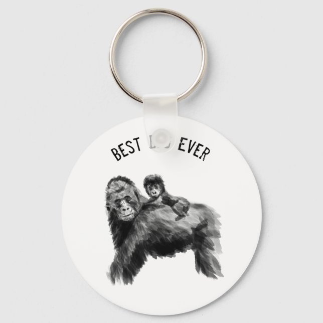 Best dad ever gorilla with baby key ring (Front)