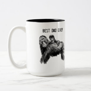 Best dad ever gorilla with baby Two-Tone coffee mug