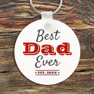 Best Dad Ever Graphic Cool Modern Red Typography Key Ring