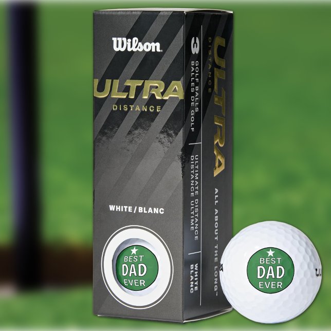 Best Dad Ever Green and White Wilson Distance Golf Balls (Creator Uploaded)