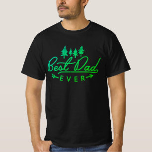 Best Dad Ever Green Typography with Trees T-Shirt