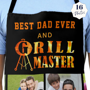 BEST DAD EVER GRILL MASTER 16 Photo Collage Names Apron
