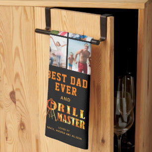 BEST DAD EVER GRILL MASTER 20 Photo Collage Tea Towel