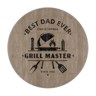 Best Dad Ever Grill Master Custom Rustic Brown Cutting Board