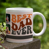 Best Dad Ever Groovy Retro Typography and 4 Photo