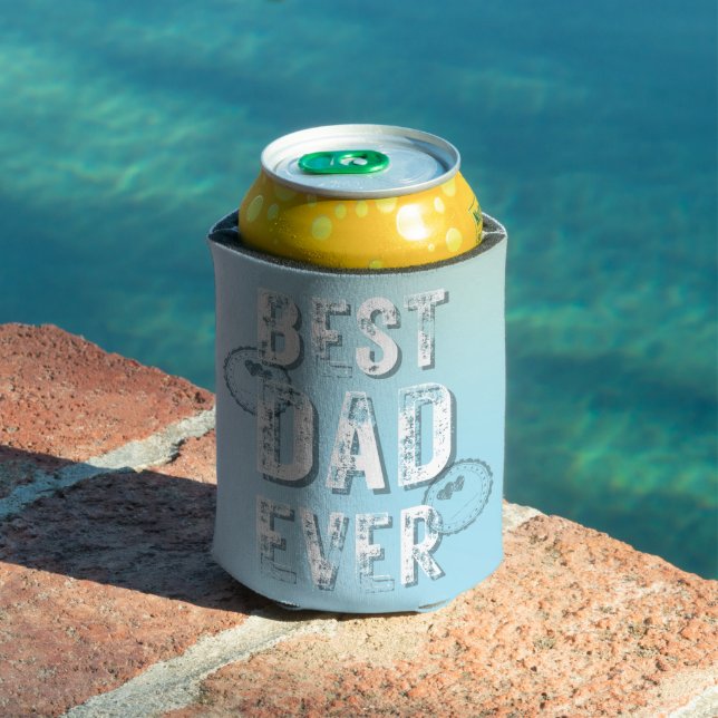 Best Dad Ever Grunge Typography Photo Can Cooler (In Situ Pool)