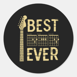 Best Dad Ever Guitar Chord Guitarist Dad Fathers D Classic Round Sticker