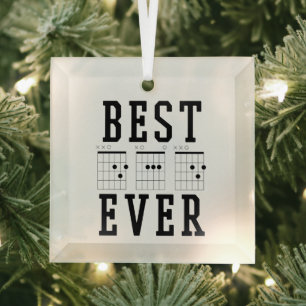 Best Dad Ever Guitar Chords   Father's day Gift Glass Tree Decoration