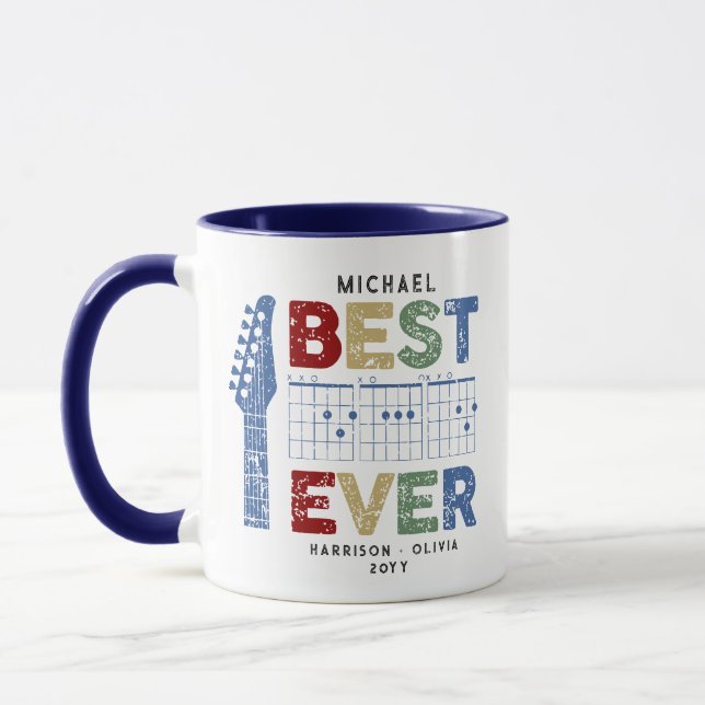 Best Dad Ever Guitar Chords Personalised Name Mug (Left)