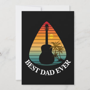 BEST DAD EVER GUITAR PICK GUITARIST SUNSET INVITATION