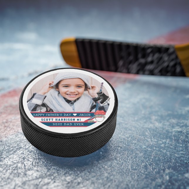 Best Dad Ever | Hand Lettered Photo Hockey Puck (Creator Uploaded)