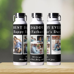 Best Dad Ever Happy Father`s Day 5 photo collage Water Bottle