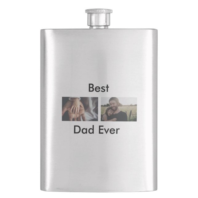 best dad ever happy father's day add your photo  hip flask (Front)