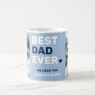 Best dad ever heart blue fathers day photo coffee mug
