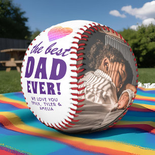 Best Dad Ever Heart Father 2 Family Photo  Baseball