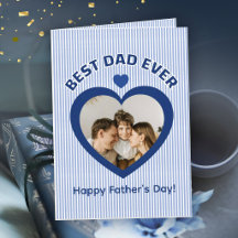 Best Dad Ever Heart Photo Card Minimalist Template